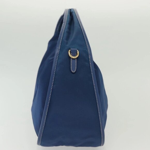 PRADA Hand Bag Nylon 2way Blue Gold Auth 138847 - Picture 6 of 16